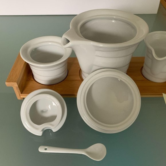 NWOB Tea Coffee Serving Set Bamboo Tray Modern Simple - Picture 7 of 11